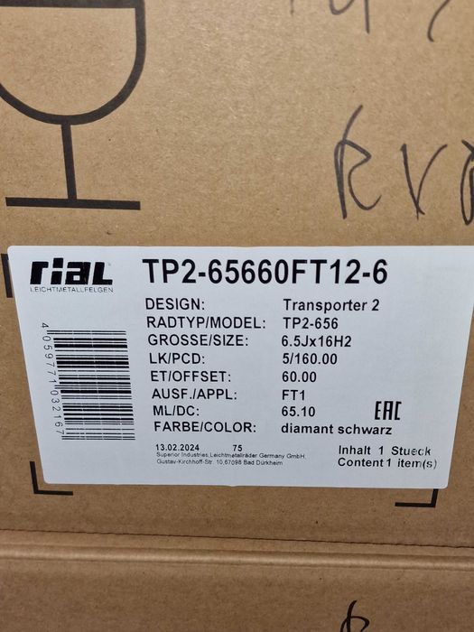 NOWE alufelgi FORD 16" 5x160 Tourneo CUSTOM Transit Custom CZARNY