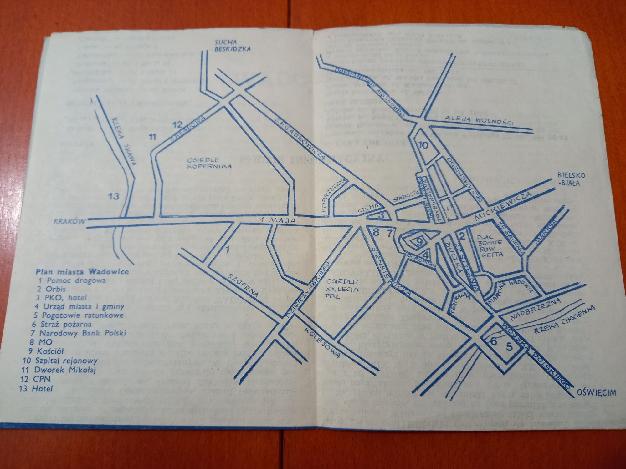 Plan Miasta Wadowice 1979rok