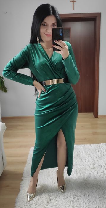 Sukienka długa maxi welur błyszcząca święta wigilia sylwester