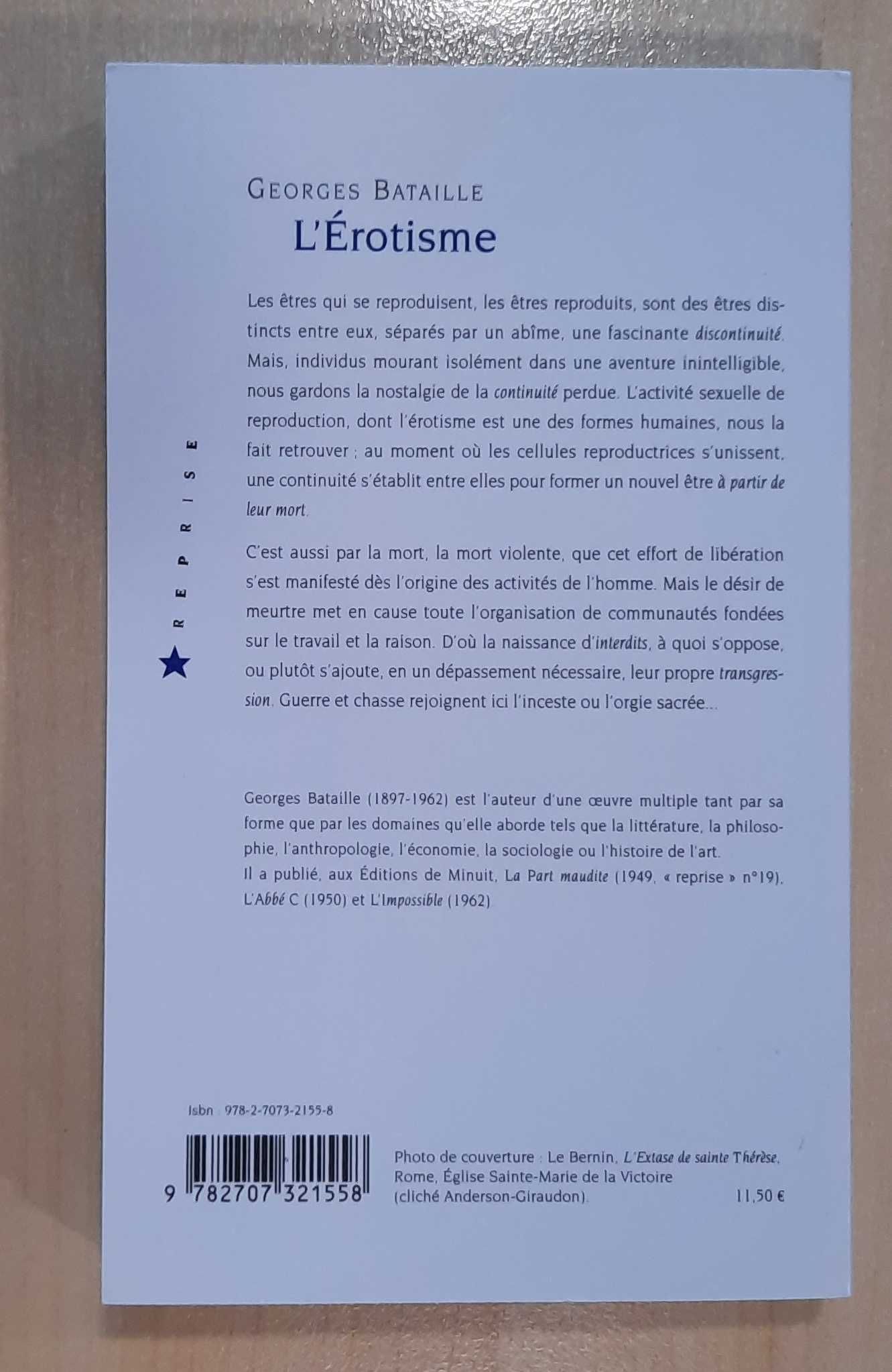 Livro L'Erotisme de Georges Bataille (Francês) - NOVO