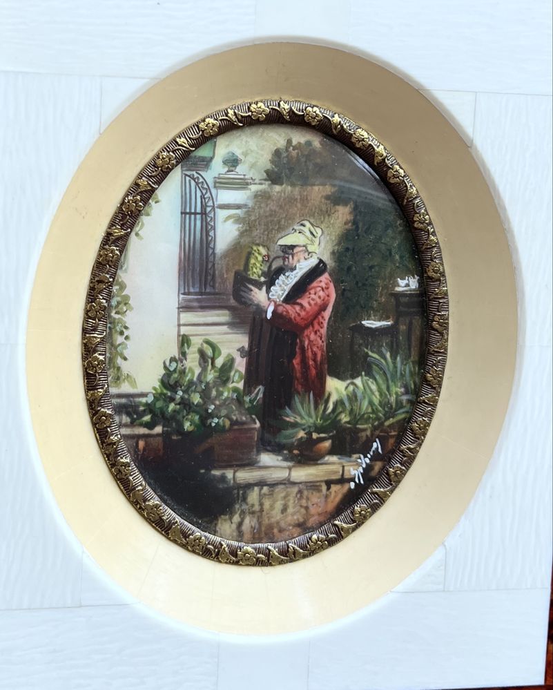 Ręcznie malowana miniatura Carl Spitzweg „Miłośnik kaktusów”