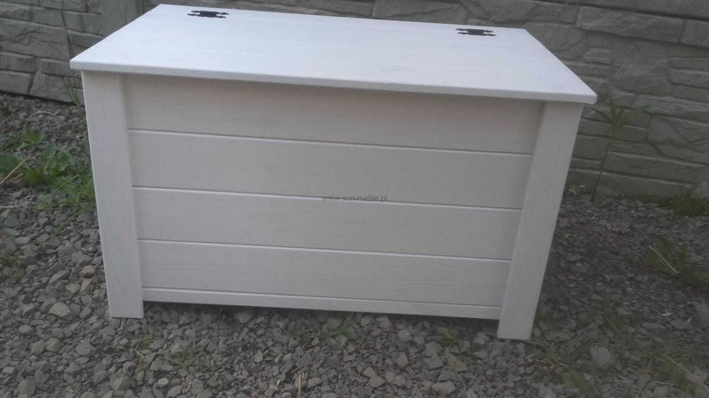 Skrzynia Kufer drewniany BIAŁA 80x40x50- pokój sypialnia taras balkon
