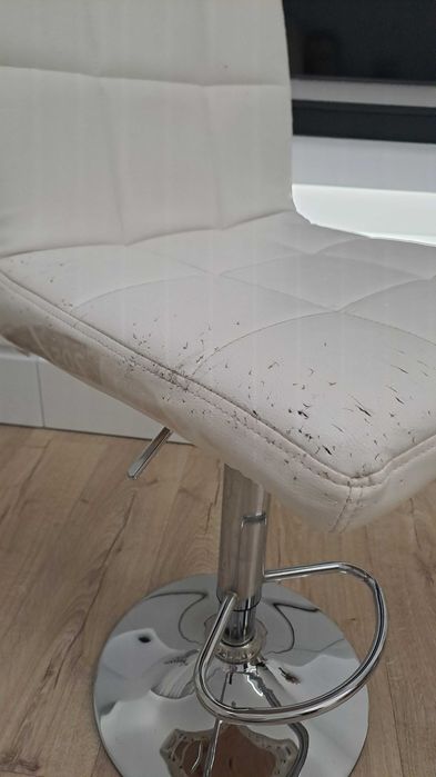 Hoker krzesło barowe/do makijażu, pikowane, ekoskóra - białe
