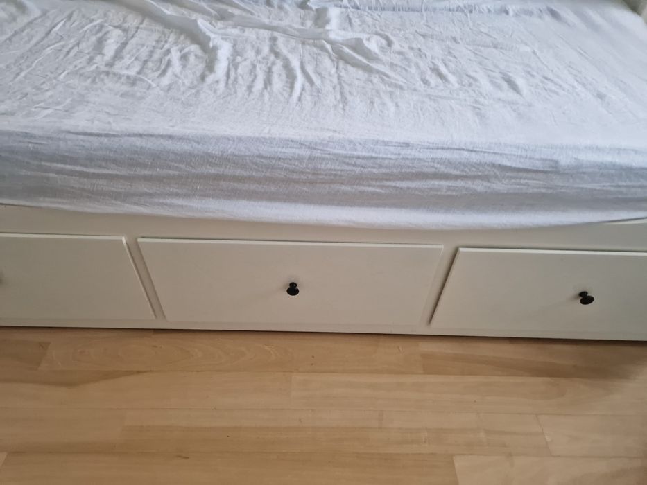 HEMNES IKEA łóżko rozkładane z 3 szufladami, 2 materace, białe