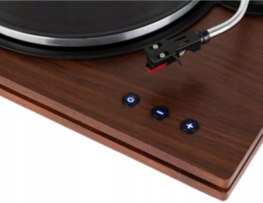 Gramofon auna brązowy z głośnikami  bluetooth