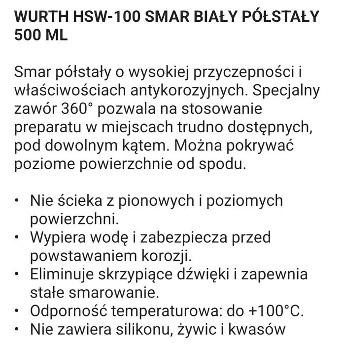 Smar półstały HSW 100 Wurth