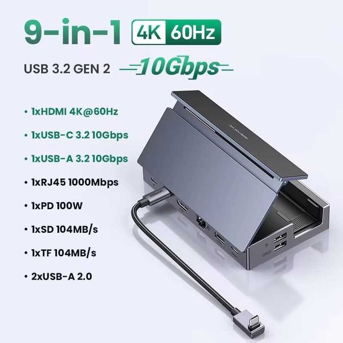 Ugreen 9 in 1 док станція для Steam Deck/Asus ROG Ally (CM800)