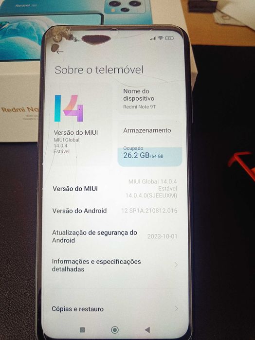 Xiaomi Redmi Note 9T 5G – 4GB RAM / 128GB – Ecrã partido mas funcional