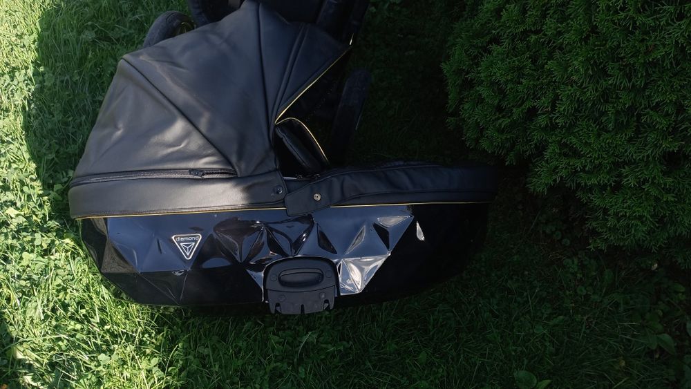 Wózek czarny złoty wielofunkcyjny fotelik  głeboki spacerówkaka