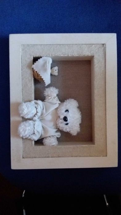 Quadro com urso em tons de bege, novo