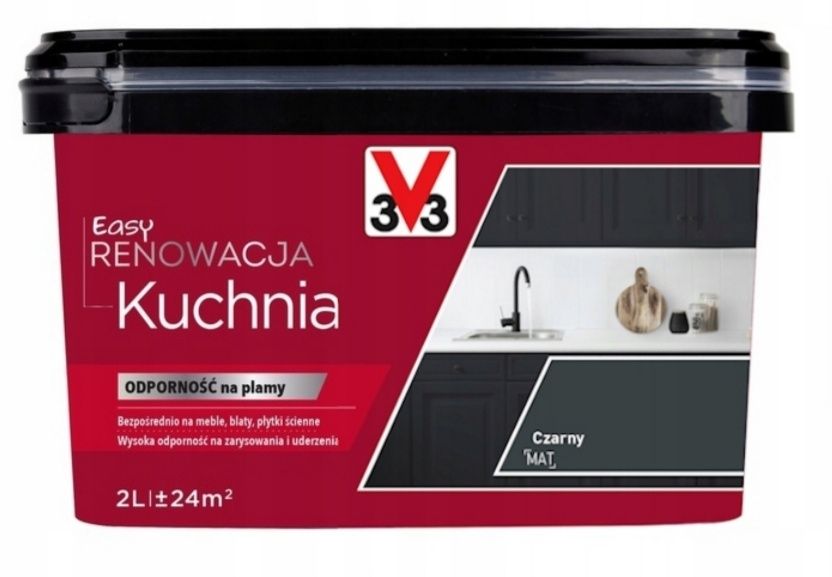 Farba renowacyjna V33 czarny mat, 2,5 litra, NOWA
