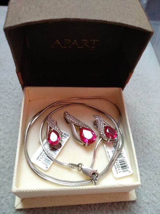 apart zestaw 925 kolczyki zawieszka lancuszek zmijka naszyjnik srebrny