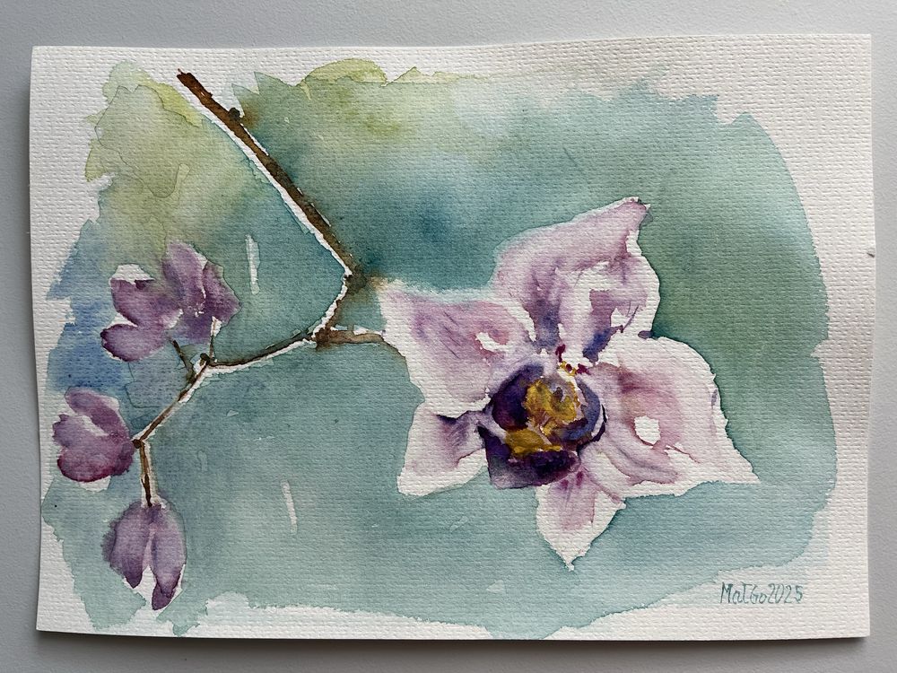 Obrazek akwarela „Różowa orchidea”