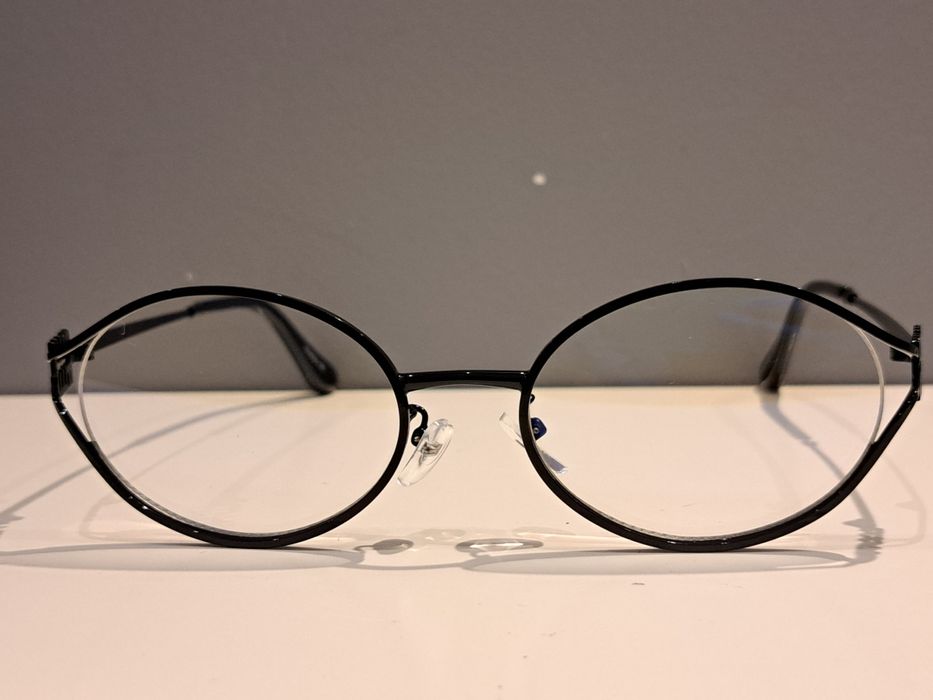 MIU MIU czarne nowe damskie okulary zerówki oprawki stalowe jajeczka