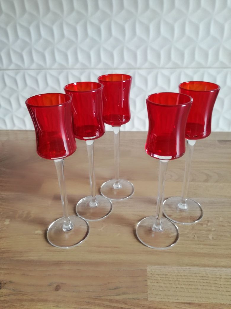 kieliszki czerwone do likieru nalewki 5szt