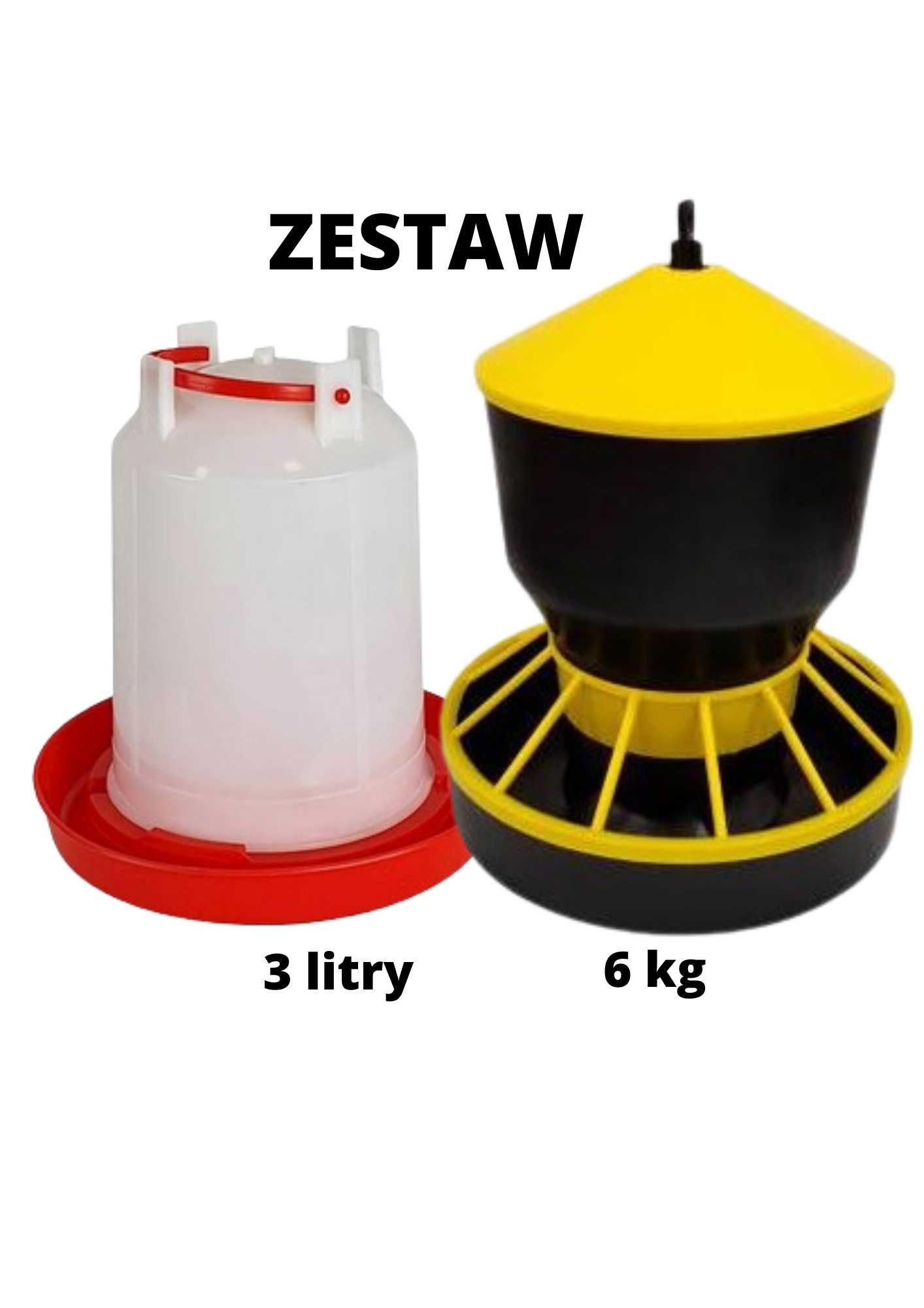 Karmidło zasypowe 6 kg i poidło dla drobiu 3l ZESTAW (A)