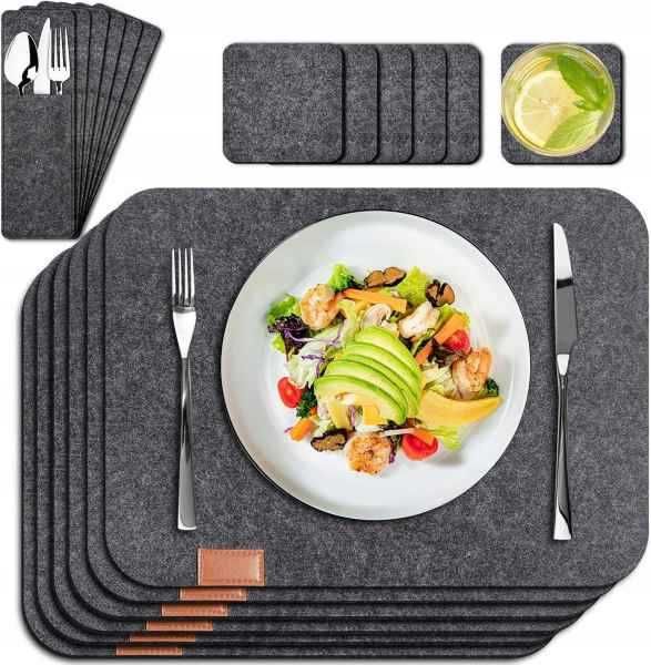 Podkładki stołowe, zmywalne podkładki z filcu, zestaw 14 sztuk