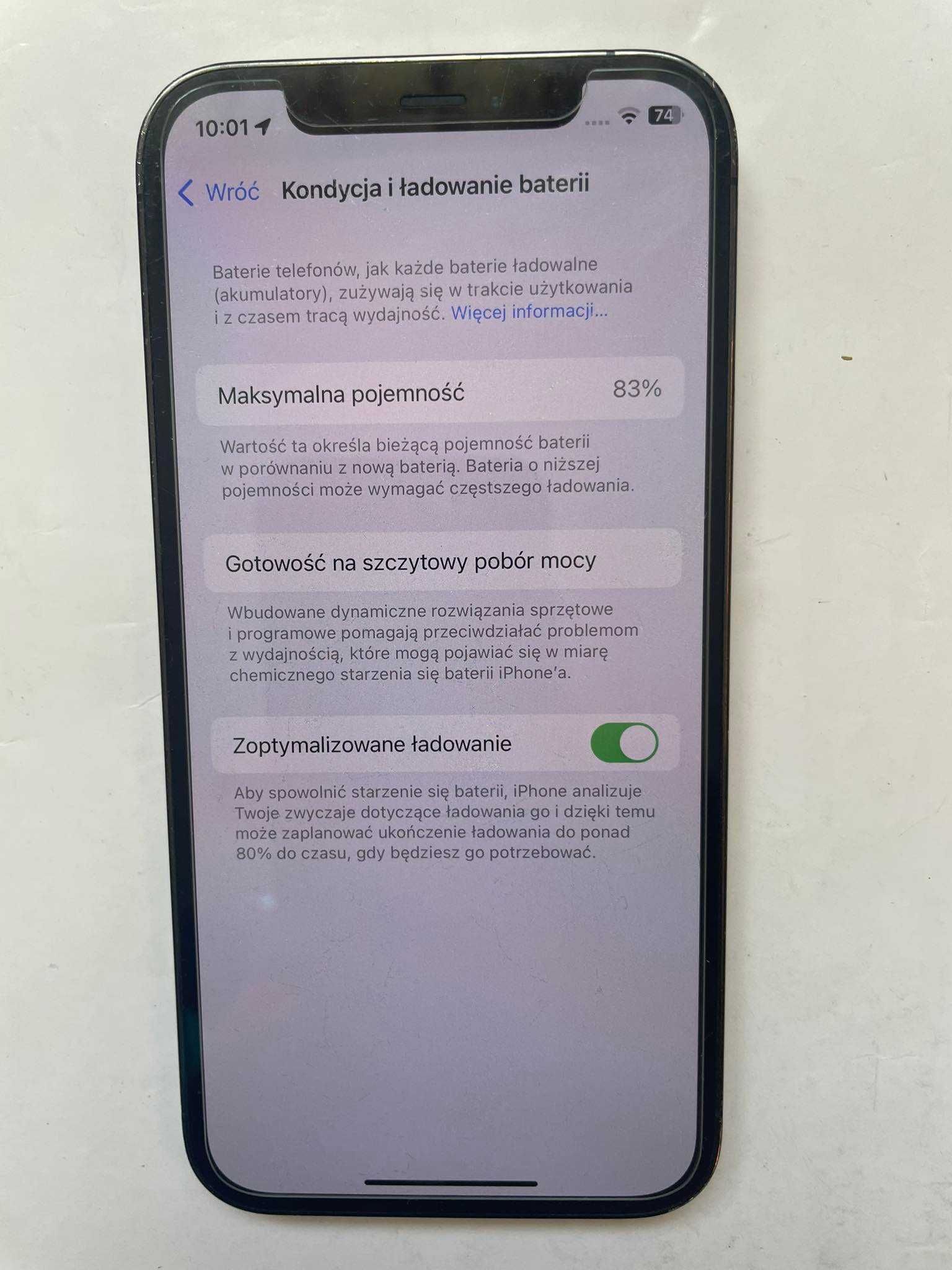 iphone 12 pro kondycja baterii 83%