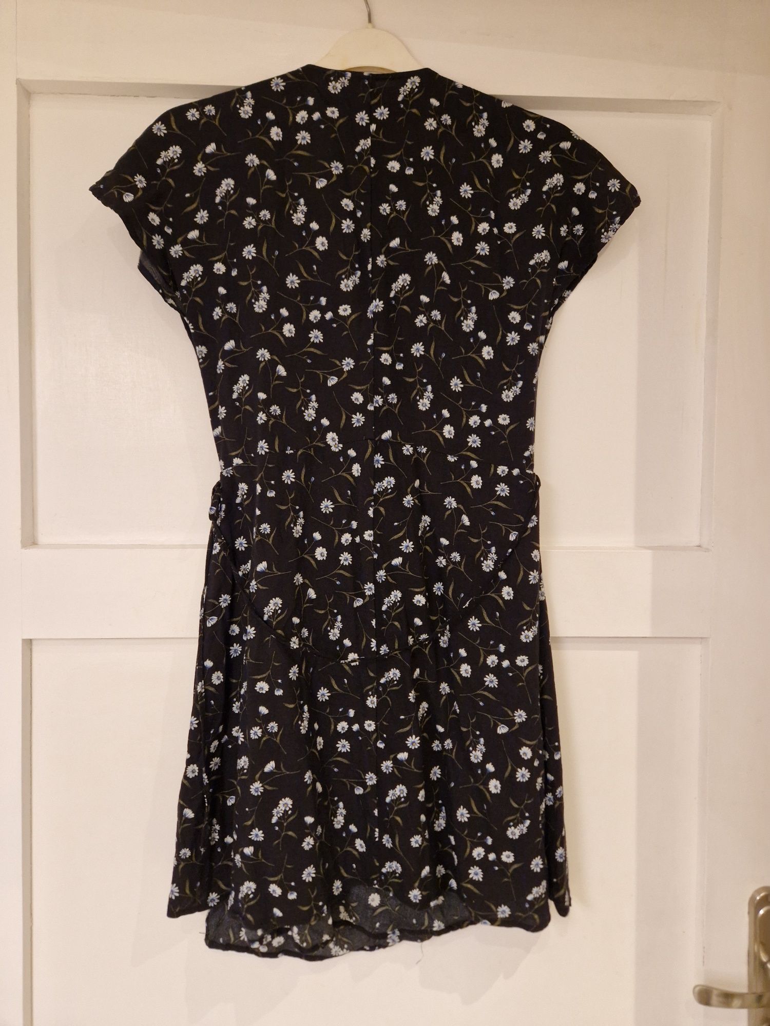 H&M sukienka 42 XL kwiaty floral kopertowa wiązana taliowana