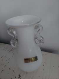 Wazon Huta Tarnowiec, wazon szklany biały, prl, vintage