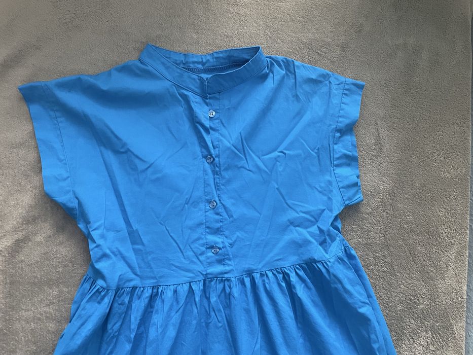 piękna włoska niebieska sukienka bawełniana
