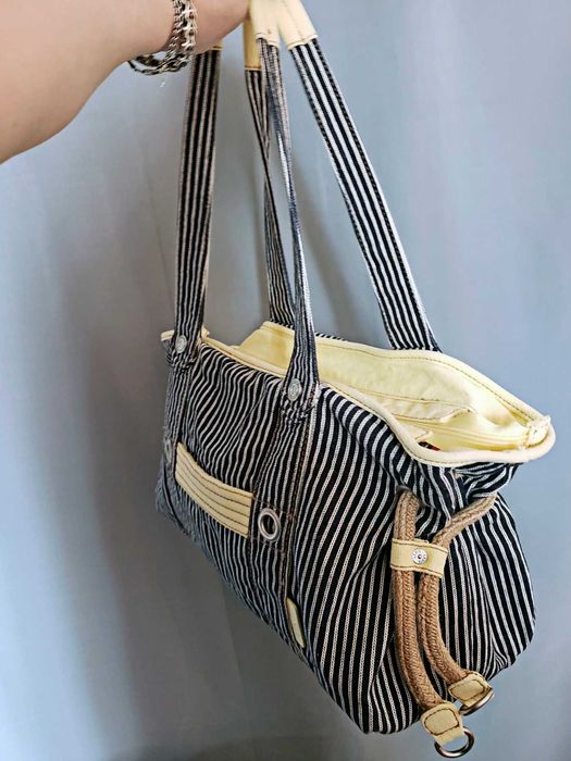 Сумка Levis 42x26x16 стильна торба вмістка смуги текстиль бавовна джут