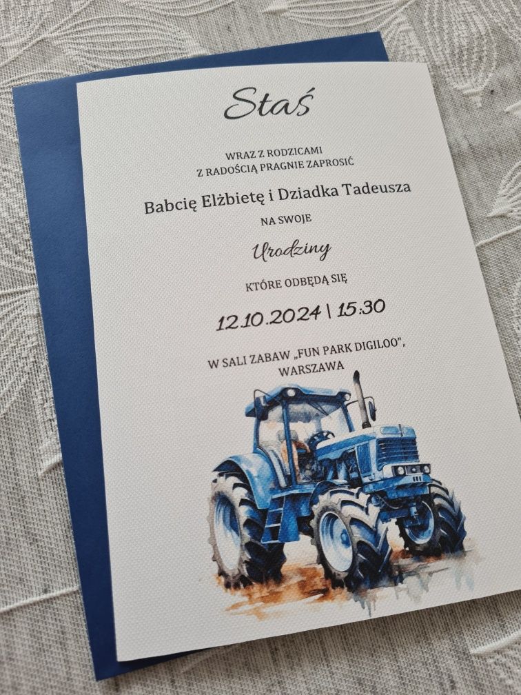 Zaproszenia na urodziny rolnik, rolniczka, traktor