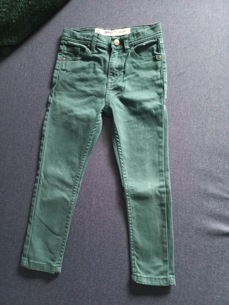 Spodnie jeansowe zielone rozm.110-116 skinny