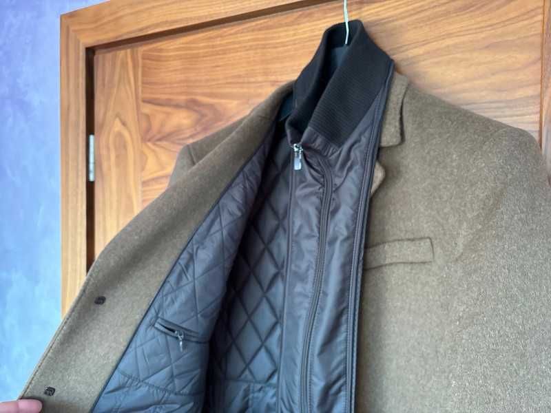 Piękny męski płaszcz na zimę brązowy Pako Lorente rozmiar 54 z metkami