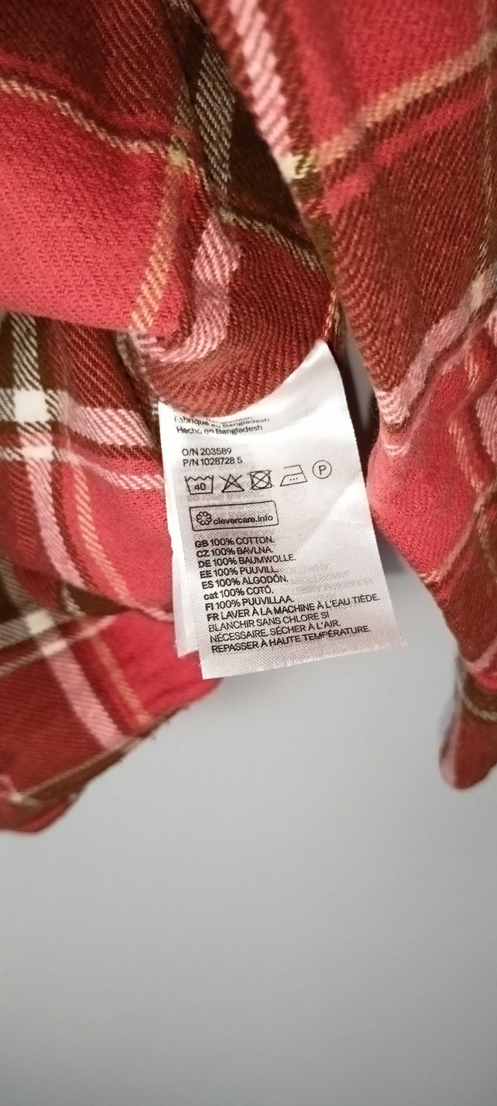 Koszula Flanelowa w kratę H&M 100% Bawełna Relaxed Fit