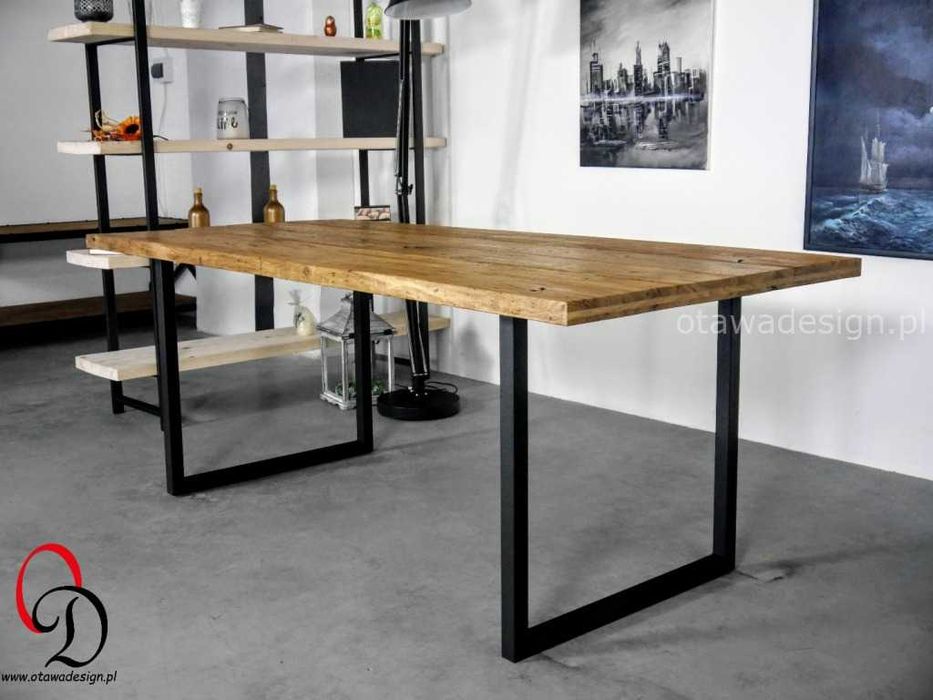 Nowoczesny stół loftowy LOFT z litego drewna stalowe nogi