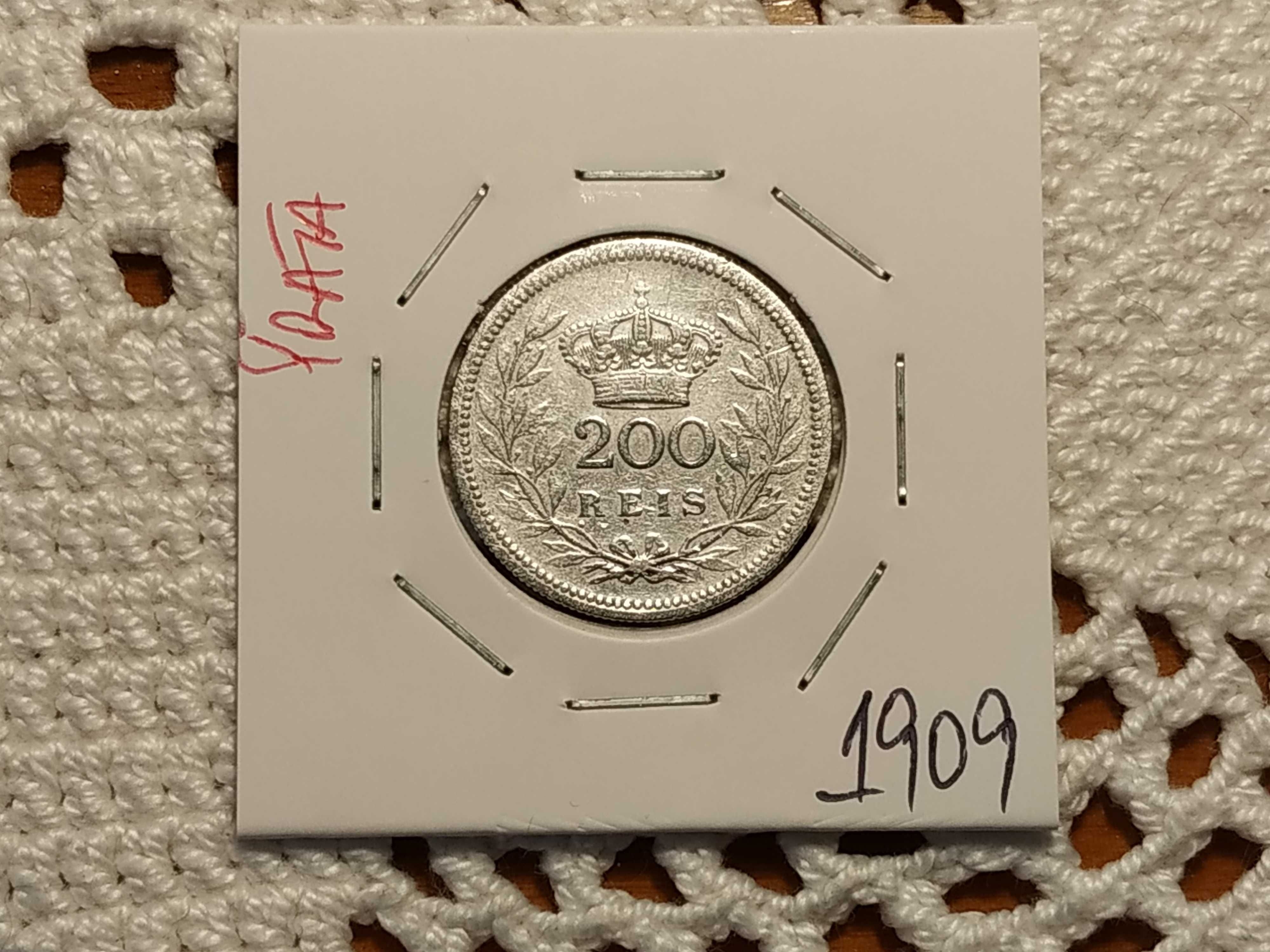 Portugal - moeda em prata de 200 reis de 1909