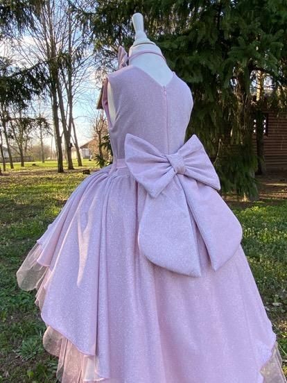 Плаття рожеве пишна з бантом новорічна дитяча святкове пишне нов