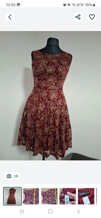 Nowa sukienka maxi długa w kwiaty brokatowa lette usa cekinowa wesele