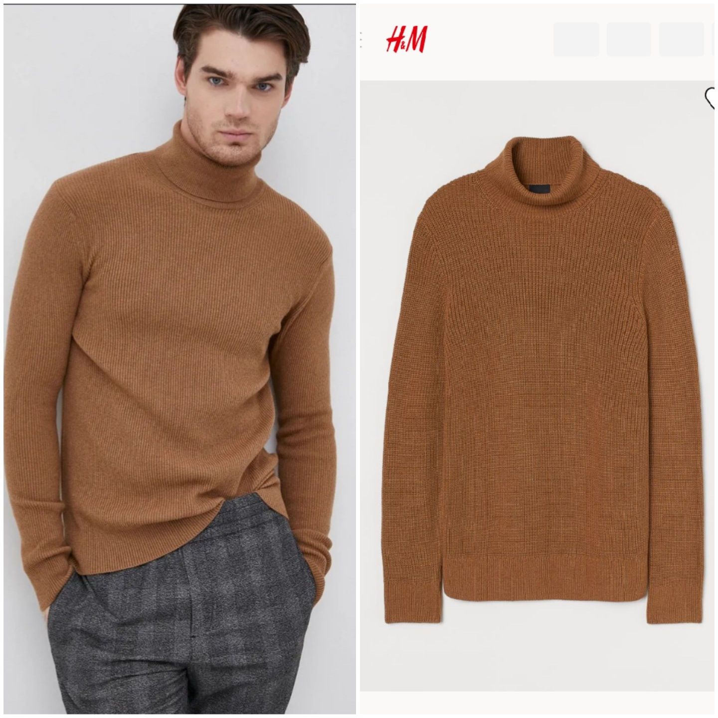 H&M Sweter Golf w prążki bawełna r. S