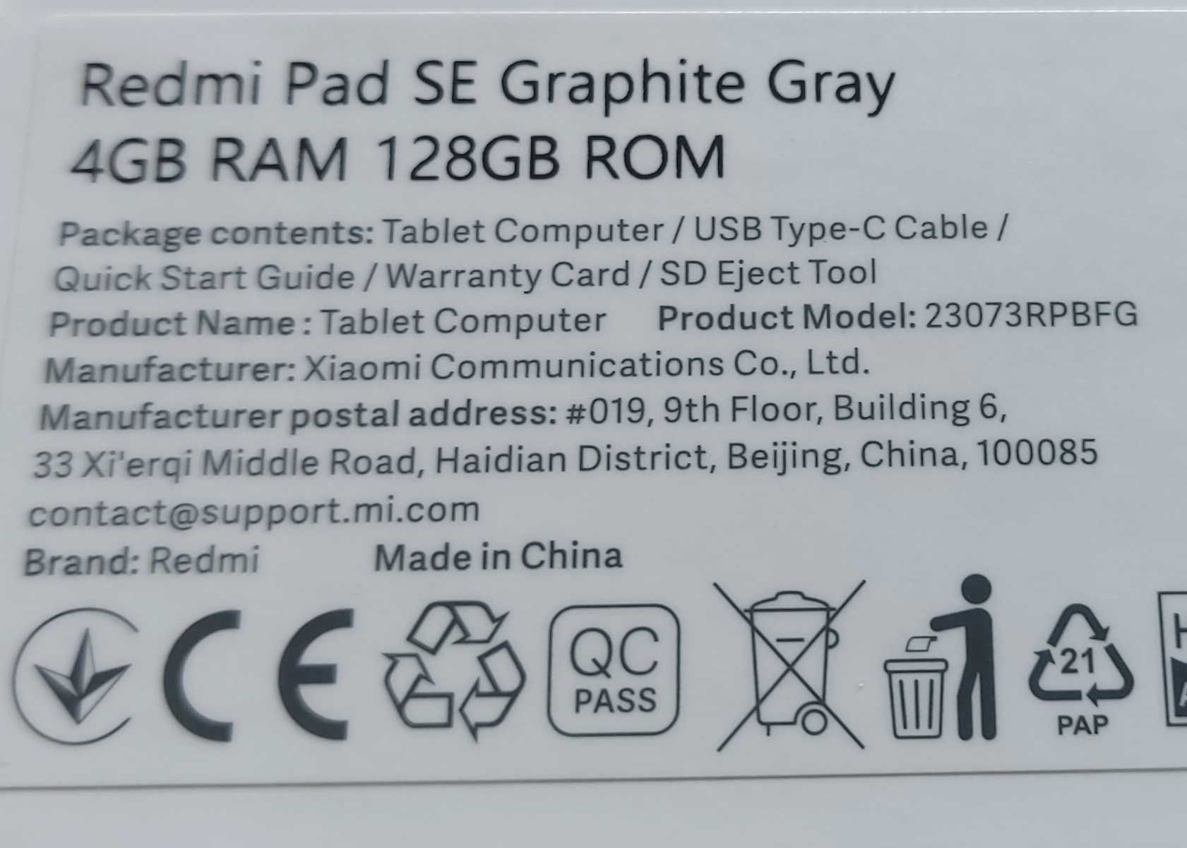 Redmi PAD SE 11 4/128 Szary - NOWY -