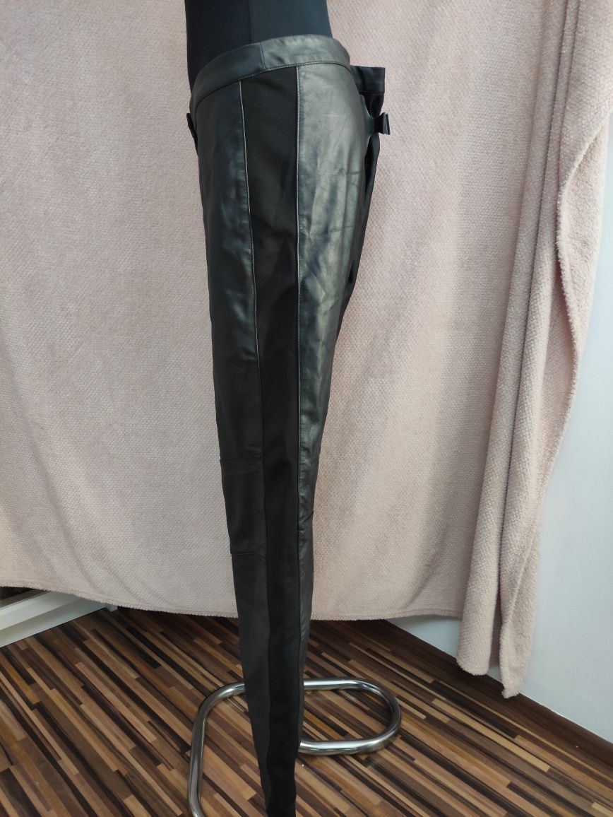 Spodnie damskie eko skóra dla puszystej elastyczne lampas H&M L 44 46