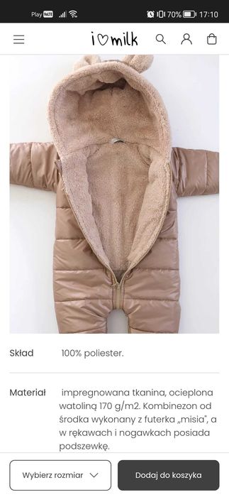 Kombinezon Zimowy Love Milk 86/92