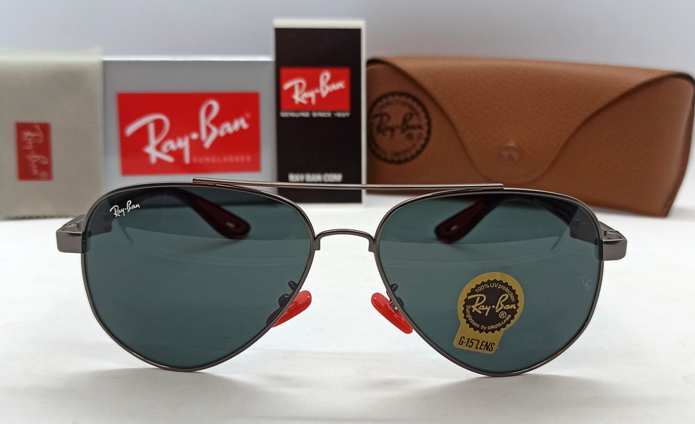 Ray Ban Aviator Ferrari очки капли мужские черные стекло в серебр мет