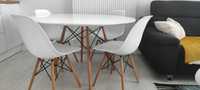 biały stół 120 cm z 4 krzeslami