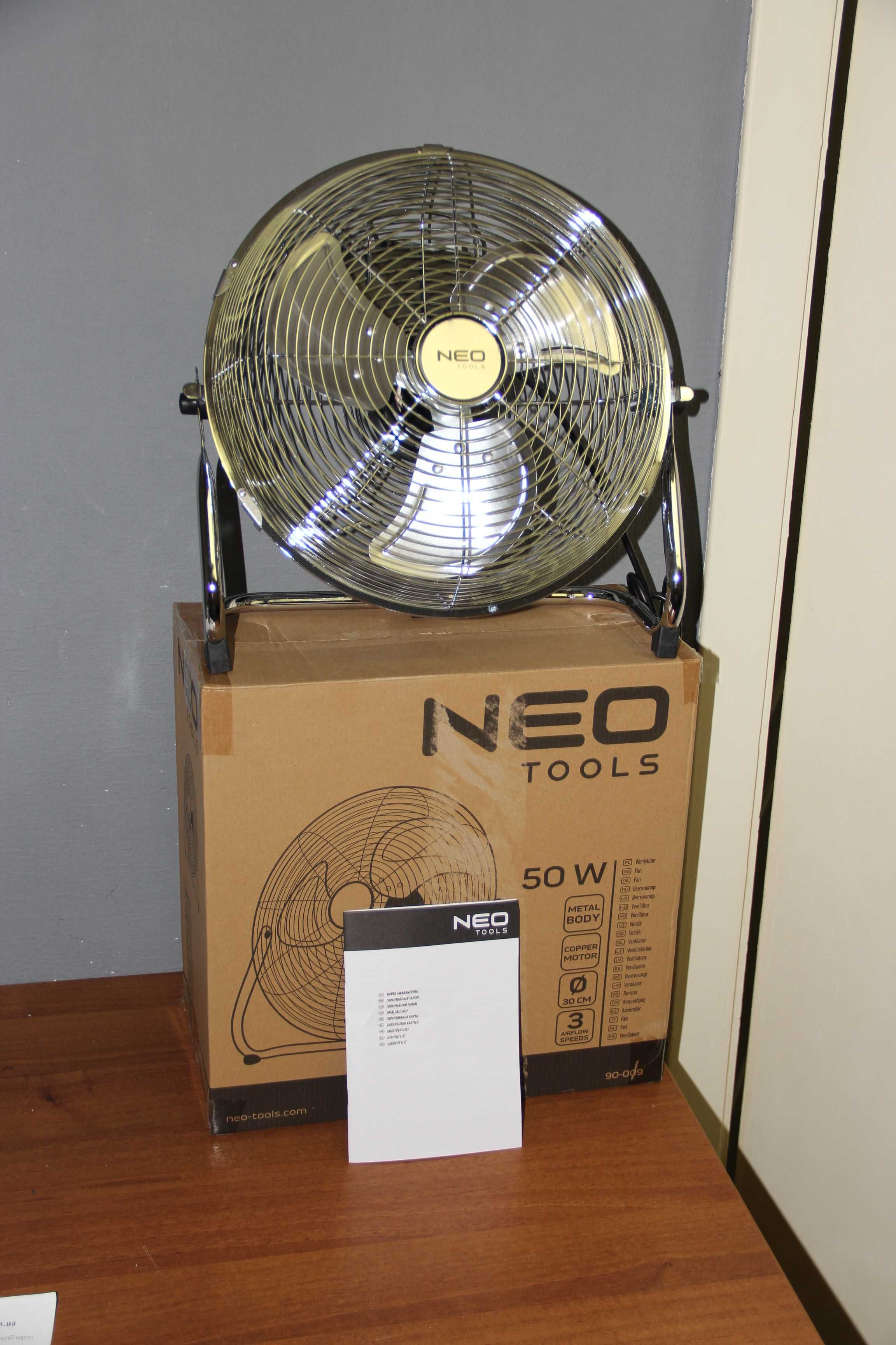 Neo Tools 90-009 вінтажний вентилятор 30 см 50 Вт хром новий гар 1 рік