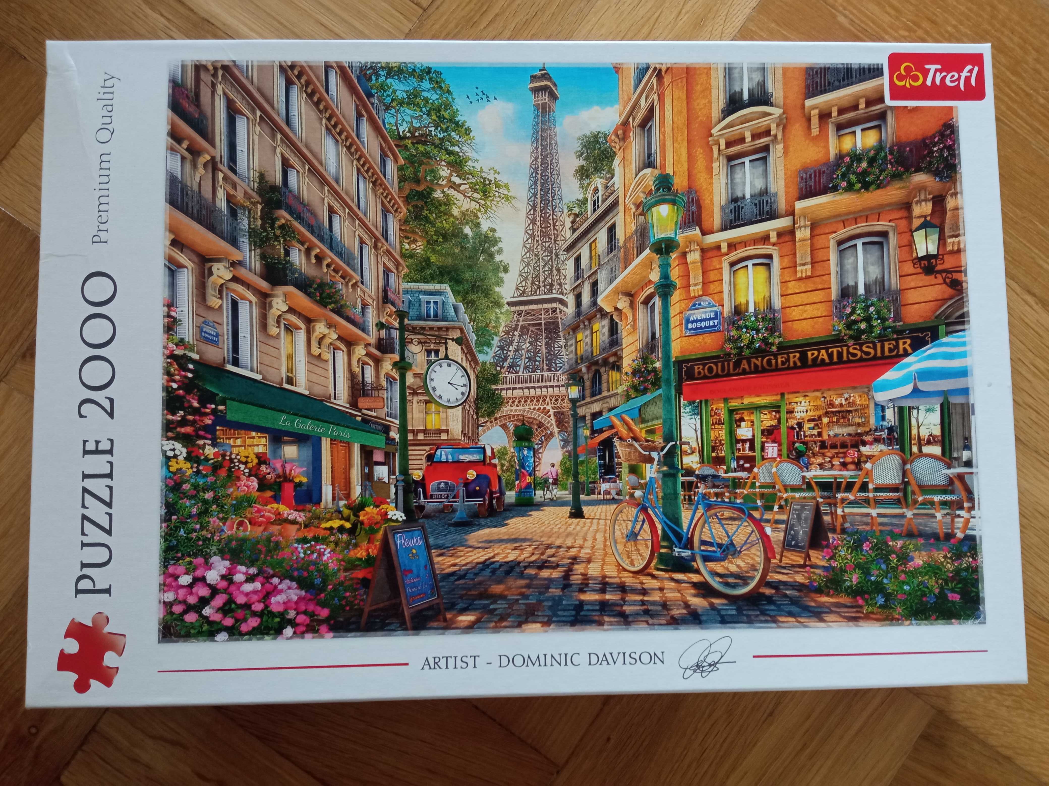 Puzzle Popołudnie w Paryżu Trefl 2000 kompletne Wieża Eiffla