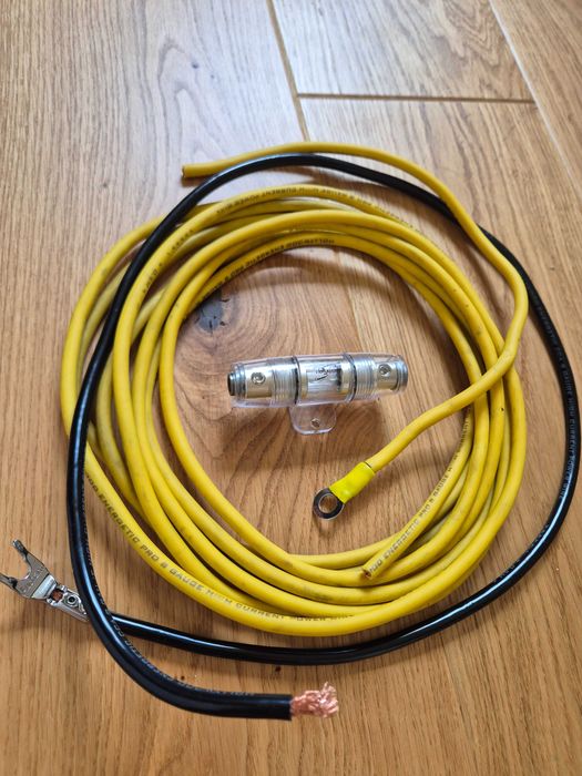 Kable połączeniowe car audio 8 AWG OFC, bezpiecznik Hollywood 50 A