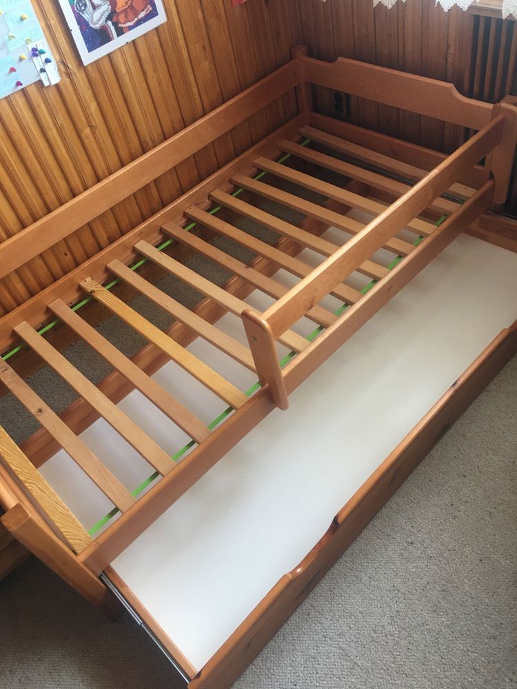Łóżko dziecięce drewniane 80x160 z szufladą + materac