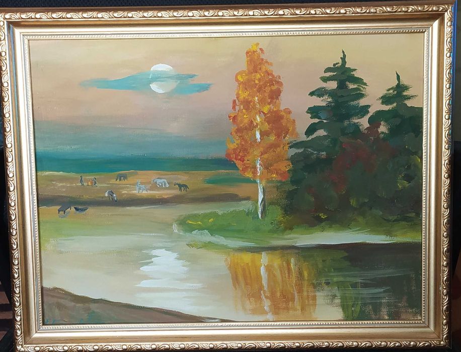 Картина с объемными рельефными элементами.Размер 40*90*5