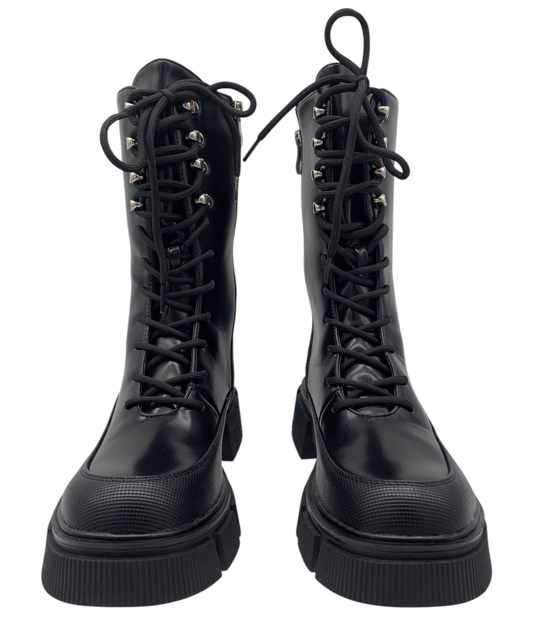 Buty damskie botki glany rozmiar 41 wysokie sznurowane czarne bikery