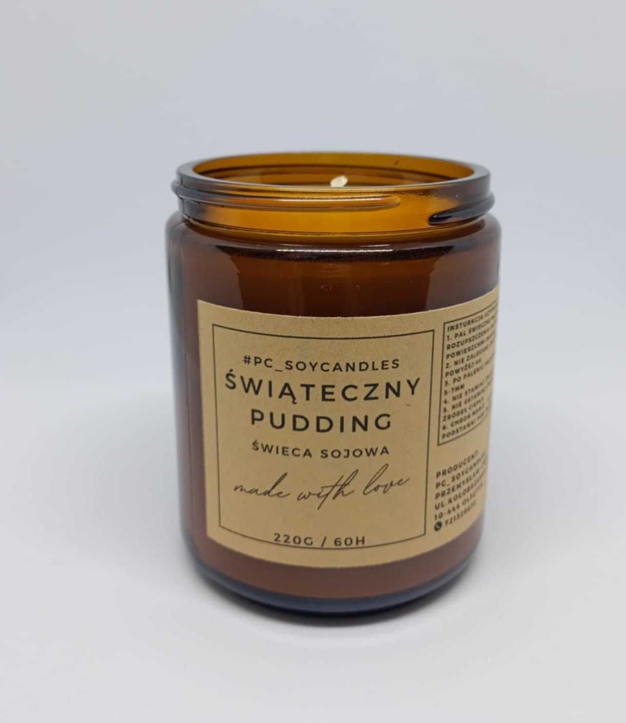 Świeca Sojowa Zapachowa Świąteczny Pudding 250ml 60h