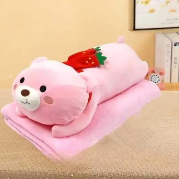 Игрушка-плед мишка 3в1 (57см) розовый