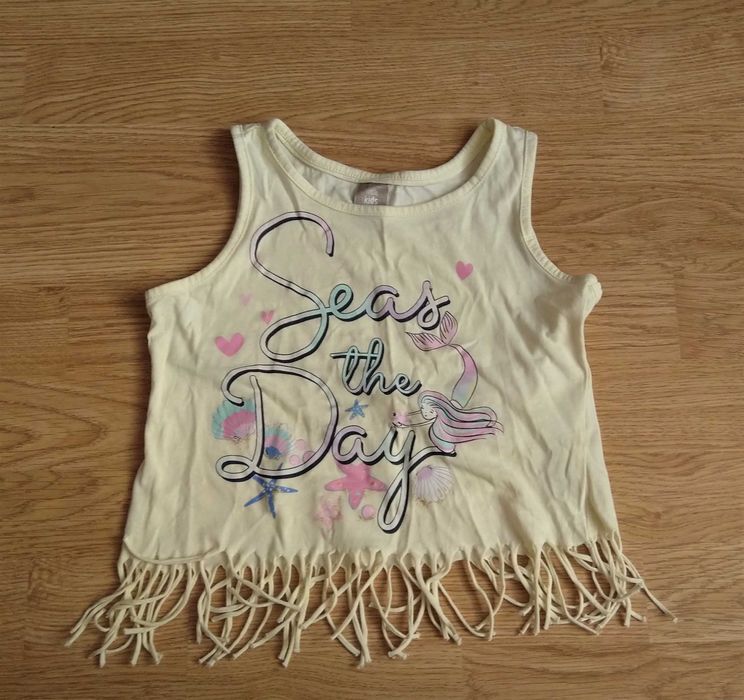 Letnia bluzka z frędzlami Little Kids 110 cm syrenki lato 100% bawełna