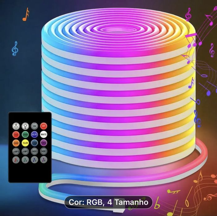 Fita LED RGB com Controlo Remoto e USB – Ideal para Quarto ou TV